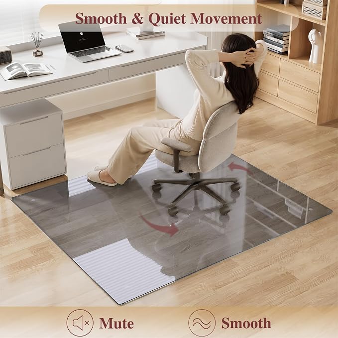 Tempered Glass Chair Mat for Carpet，36"x48" Office Mats for Rolling Chairs - Image 4