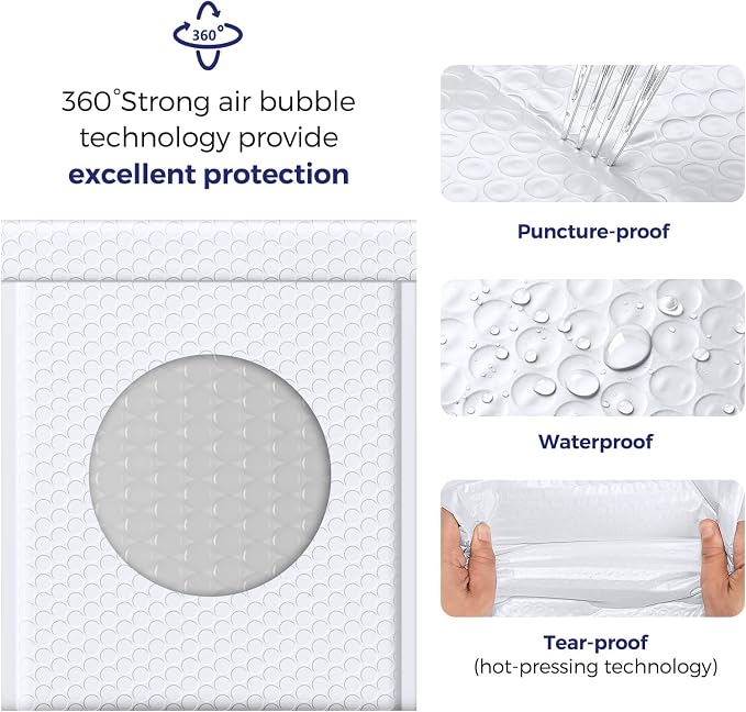Fuxury Bubble Mailers 8.5x12” White Padded Envelopes 40 Pack Usable Size - Image 3