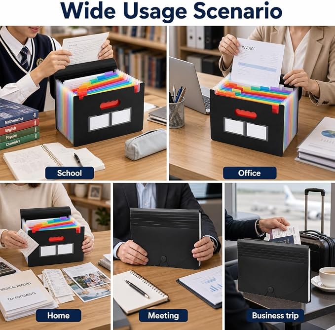 13 Pockets Accordion File Organizer, Portable Expanding File Folder - Image 7