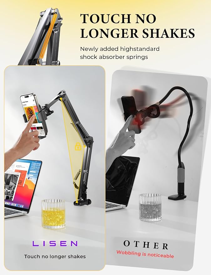 LISEN Gooseneck Phone Holder for Bed Desk Cell Phone Stand for Desk Bed Gaming - Image 6