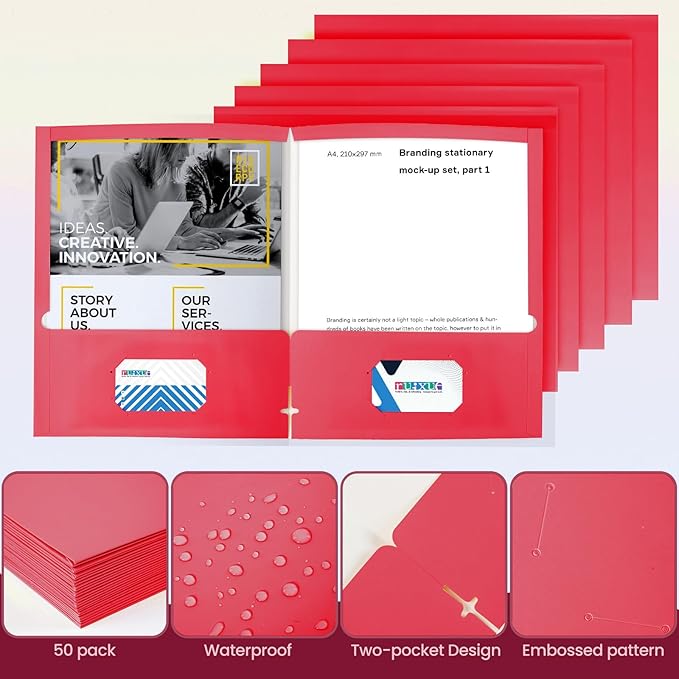 BIBRADAA® 50 Packs Red Folders - Image 4