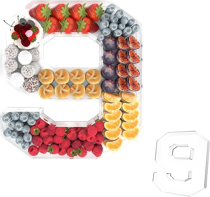 11" Acrylic Number Charcuterie Tray, Fillable Number Charcuterie Box by Tdsuco