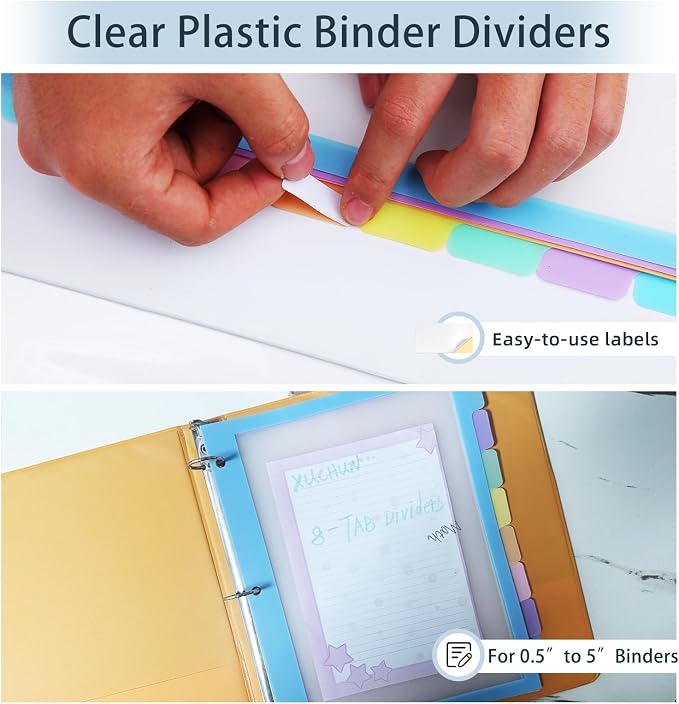 16Pcs/2 Set 8 Tab Dividers, for 3 Ring Binder, Letter Size - Image 4