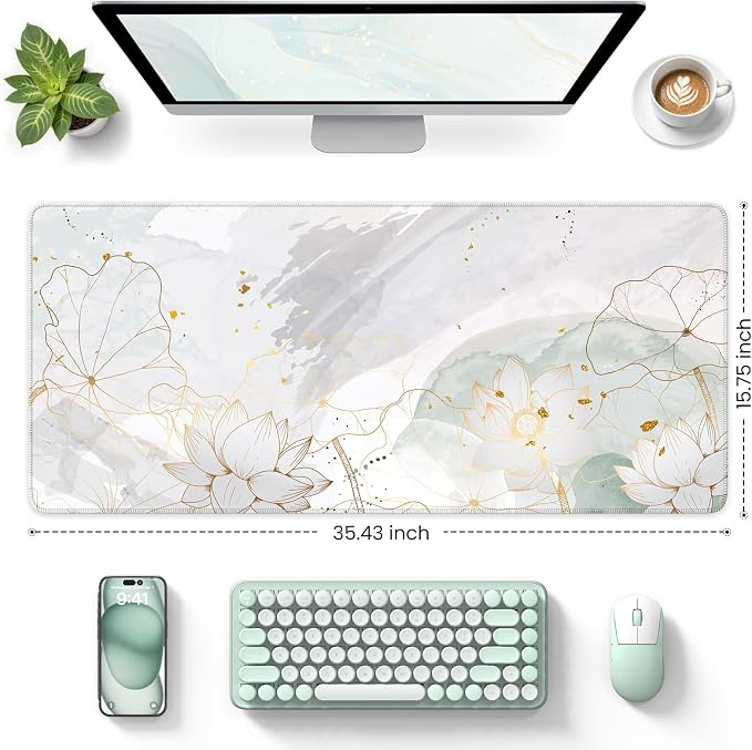 iCasso Desk Cover Mat, Extra Large Lotus Mouse Pad, Desk Pad Mat, Office Matt - Image 3