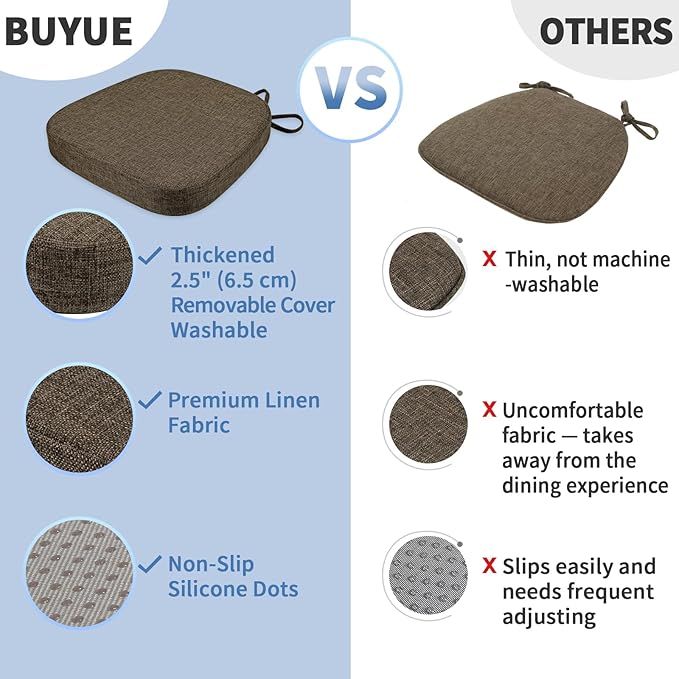 BUYUE Thickened 2.5" Dining Chair Cushions Set of 4, U-Shape High Density Foam - Image 6