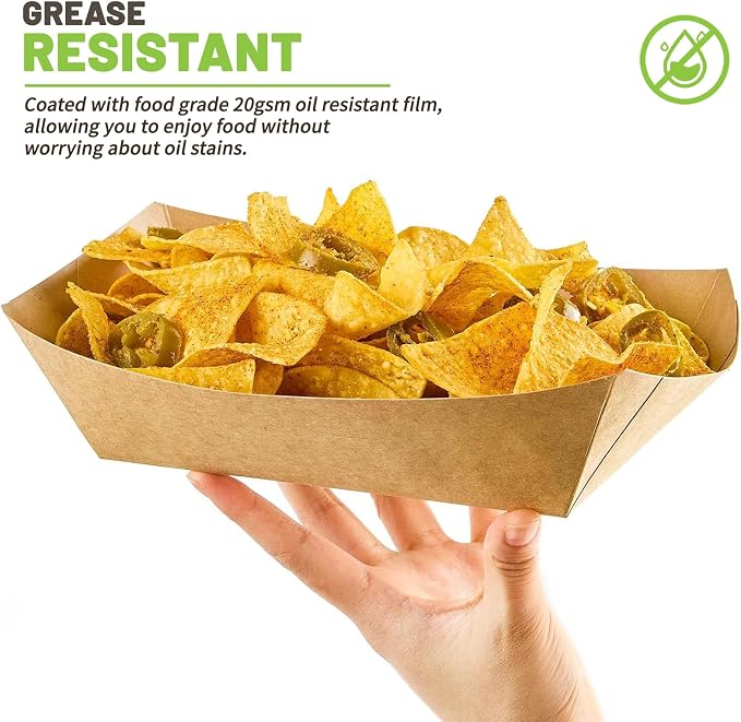 ZORRITA Extra Large Paper Food Trays, 5 LB, 50 Pack | Disposable, Kraft Paper - Image 4