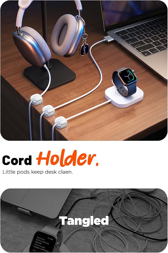 Cable Clips, 8 Pack Cord Holder Cord Organizer Spring Cord Clips Phone Charger - Image 2
