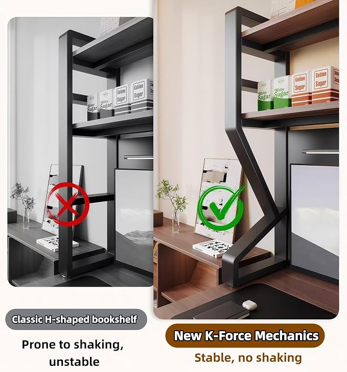 Desktop Hutch Bookshelf, Many Gifts, Metal Desktop Bookcase - Image 9