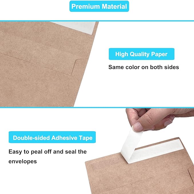 100 Pack 4x6 Envelopes for Invitations, Self Seal A4 Envelope for Greeting Cards - Image 3