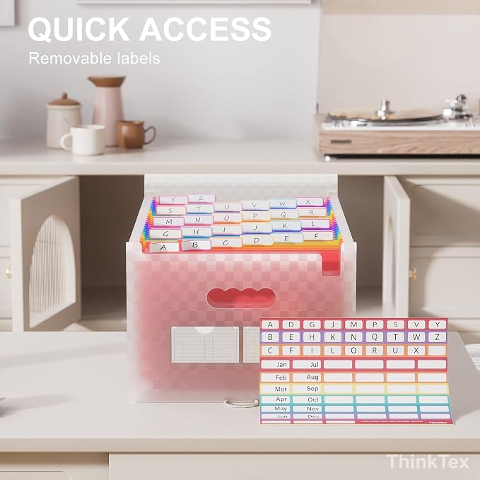 ThinkTex Accordion File Organizer, 26 Pockets Expanding File Folders, Monthly - Image 4
