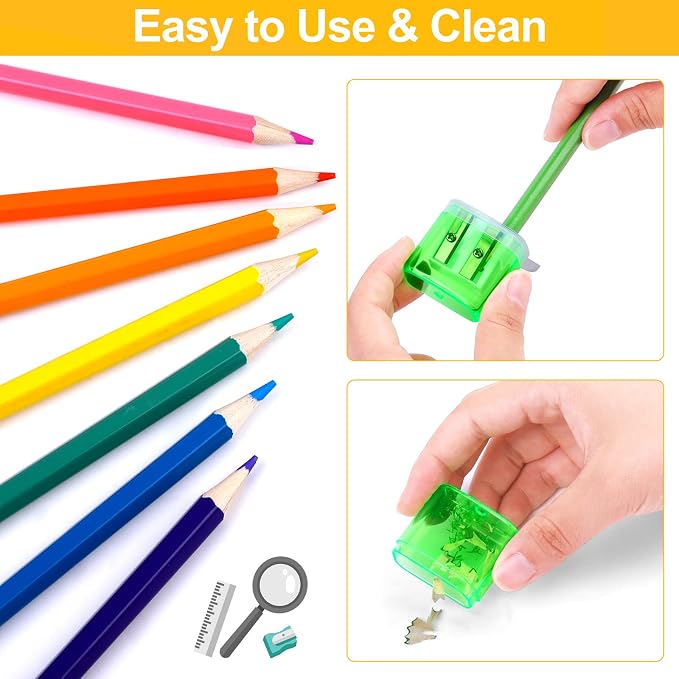 Aodaer 48 Pieces Pencil Sharpeners Manual Double Hole Pencil Sharpener - Image 3