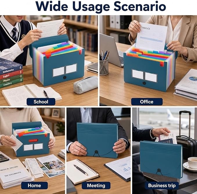 25 Pockets Accordion File Organizer, Portable Expanding File Folder - Image 7