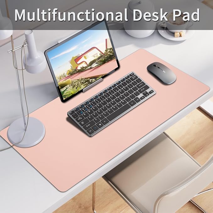 Bloss Pink Desk Mat, Waterproof Non-Slip Leather Desk Pad, Large Mouse pad - Image 2