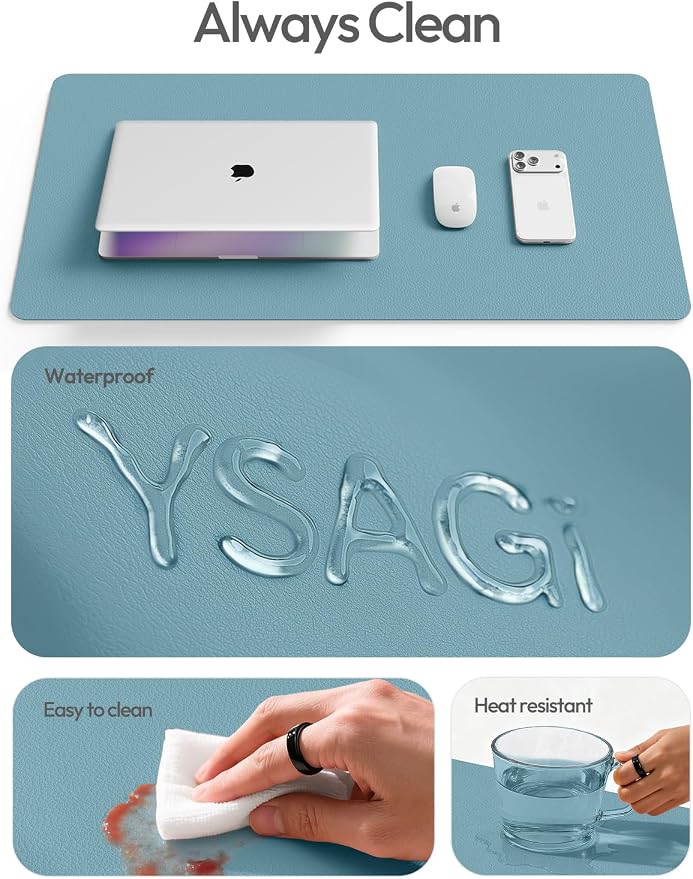 YSAGi Leather Desk Protector, Office Mat, Large Mouse Mat, Non-Slip PU Leather - Image 7