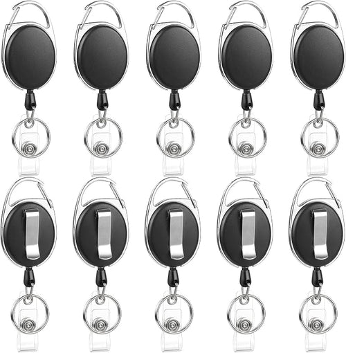 10 Pack Badge Reels Retractable ID Badge Holder by BESARME