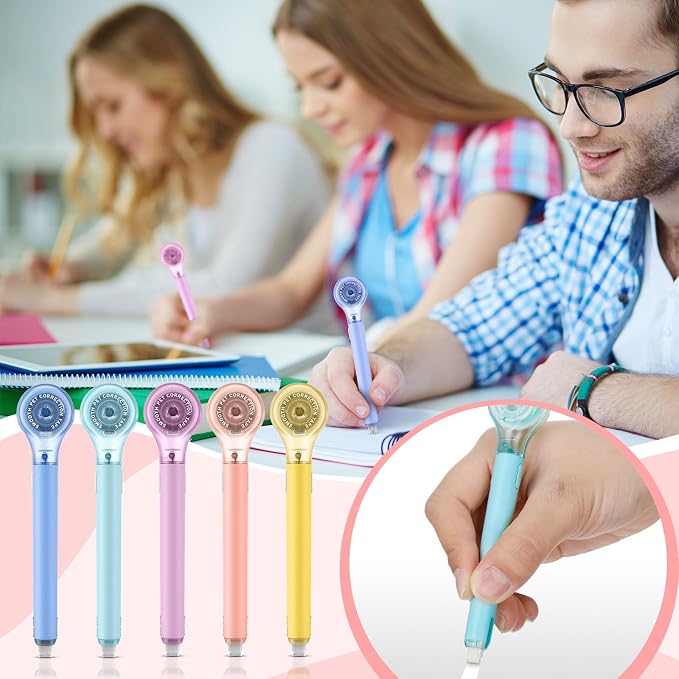 Gersoniel 10 Pack Correction Tape Pen Correctional Ink Tape Push Pull Protective - Image 6