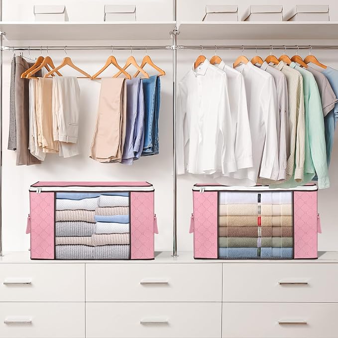 Budding Joy 90 L Large Storage Bags, 6 Pack Clothes Bins Foldable Closet - Image 7
