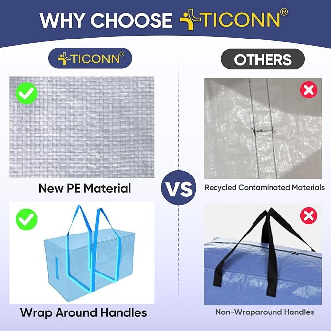 TICONN 2 Pack Extra Large Moving Bags Heavy Duty - Image 4