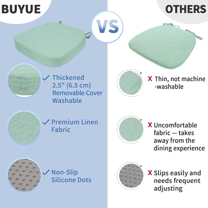 BUYUE Thickened 2.5" Dining Chair Cushions Set of 4, U-Shape High Density Foam - Image 6