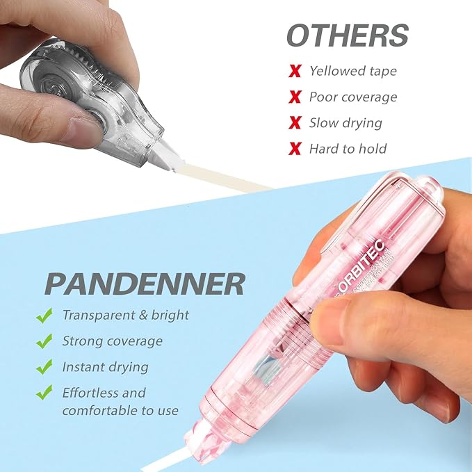 Refillable Retractable White Correction Tape, Mini Aesthetic Pen Shaped - Image 4