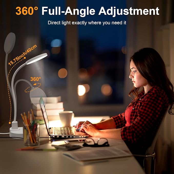 15W LED Desk Lamp with USB Charging Ports – Dimmable Table Lamp with 3 Color - Image 6