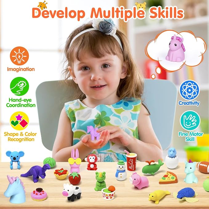 Moosia 120 Pack Animal Pencil Erasers - Image 7