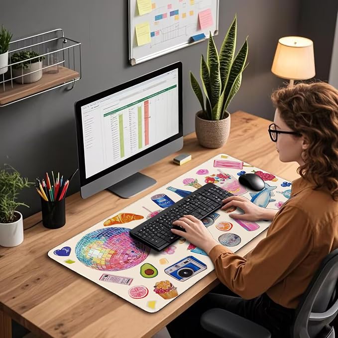 Watercolor Stickers Gaming Mouse Pad 31.5"x15.7" | XXL Desk Mat, Non-Slip - Image 3