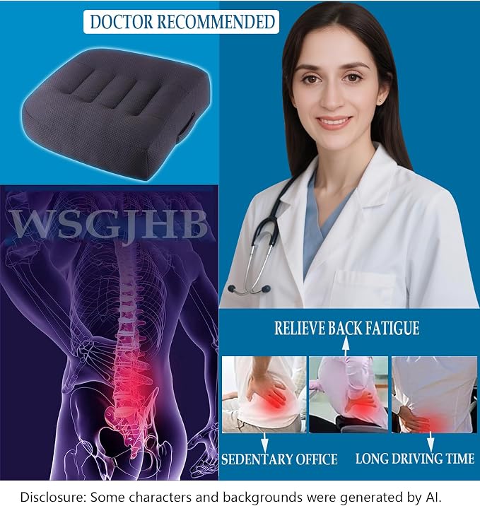 WSGJHB Large Seat Cushion, Extra Thick Booster 20x20x6 inchs, Car Drivers - Image 5