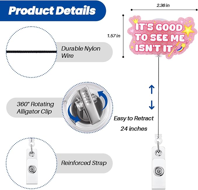 It's Good to See Me Isn't It Funny Nurse Badge Reel, Cute Retractable ID Badge - Image 2