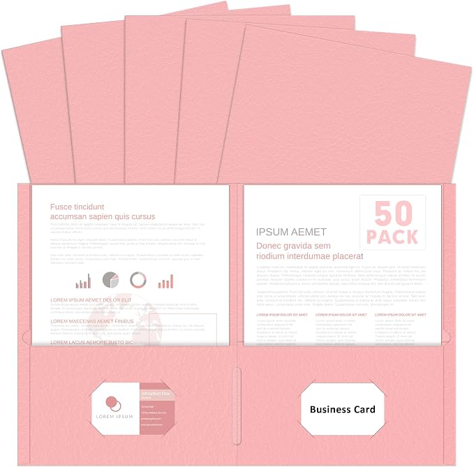 Two Pocket Folders, PANDRI 50 Pack 2 Pocket Folders, Letter Size Paper File by PANDRI