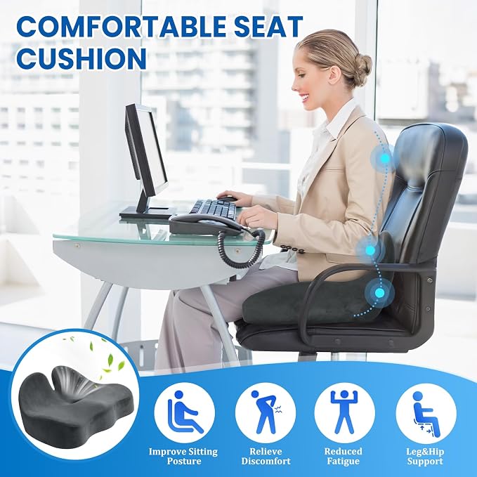 CushZone Seat Cushion, Memory Foam Office Chair Seat Cushion - Image 4