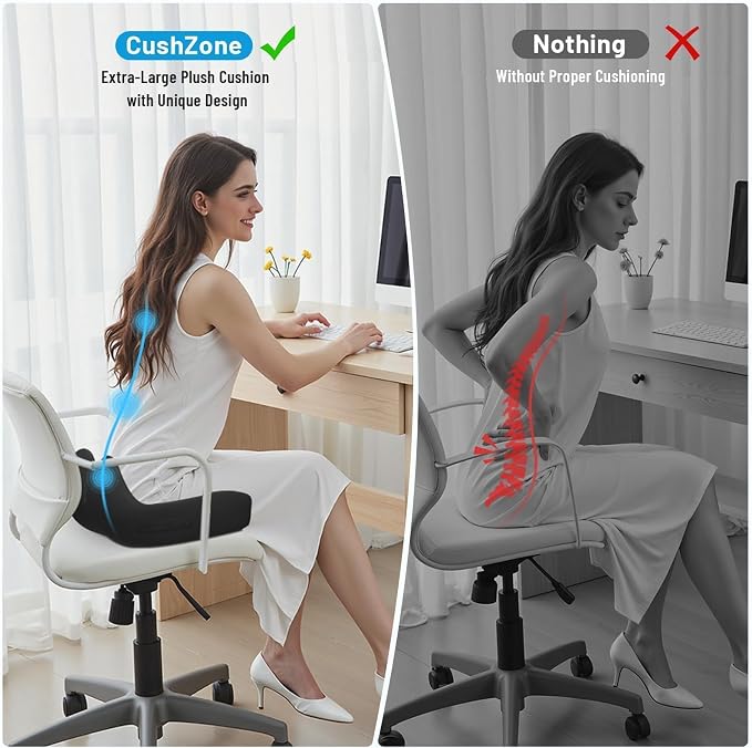 Cushzone Seat Cushion, Memory Foam Office Chair Cushions, Ergonomic Curved - Image 6