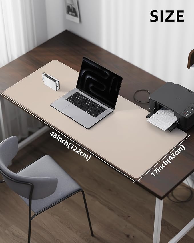 AFIING Leather Desk Pad Protector, Office Mat, Large Mouse Pad, Non-Slip PU - Image 5