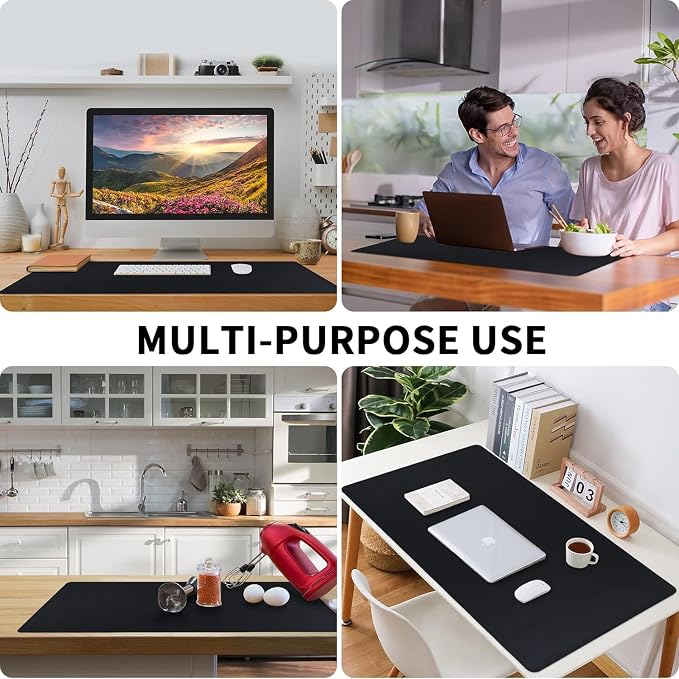 Bloss Black Leather Desk Pad, Large Mouse Pad 35.4×17 Inches, Waterproof Office - Image 4