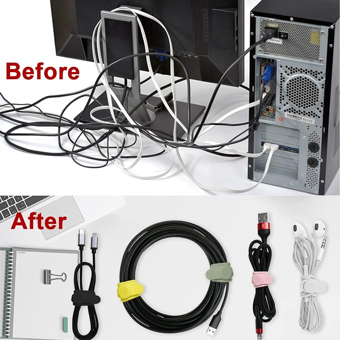 100Pcs Silicone Cable Ties Cord Organizer - Image 4