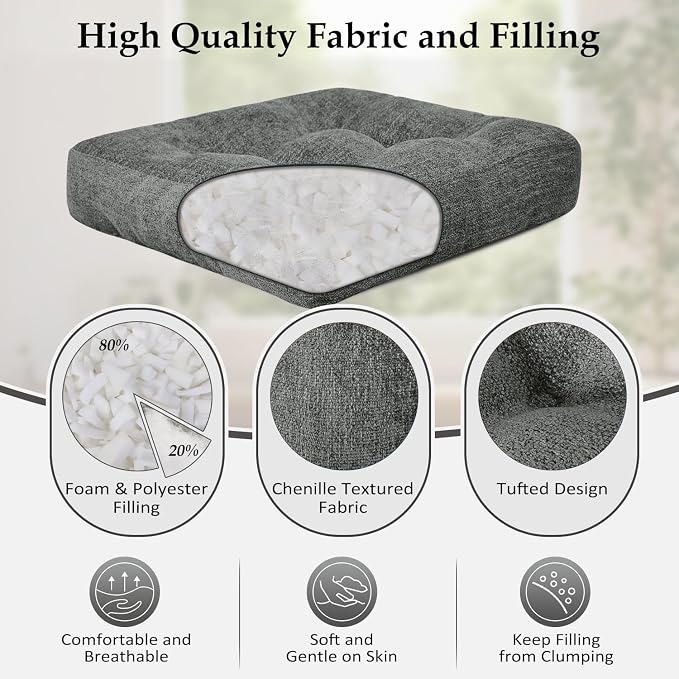 downluxe Chair Cushions for Dining Chairs 4 Pack, Tufted Indoor Chair Pads - Image 2