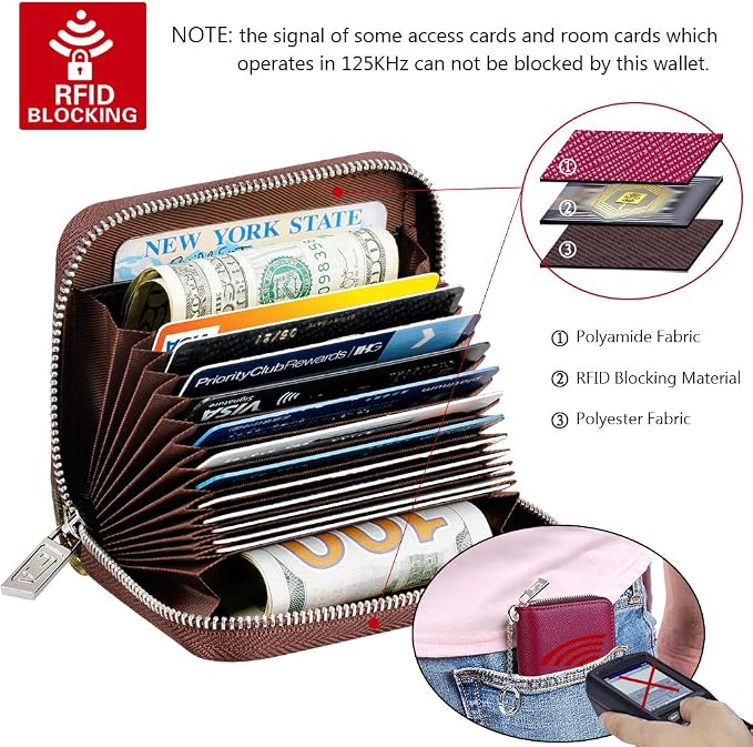 FurArt Zipper Wallet Women, RFID Blocking Credit Card Wallet, Business Card - Image 5