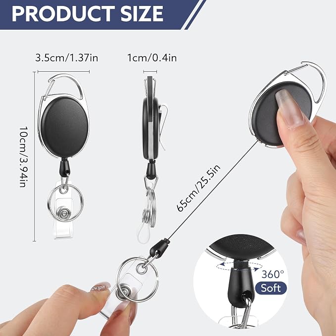 20 Pack Badge Reels Retractable ID Badge Holder - Image 2