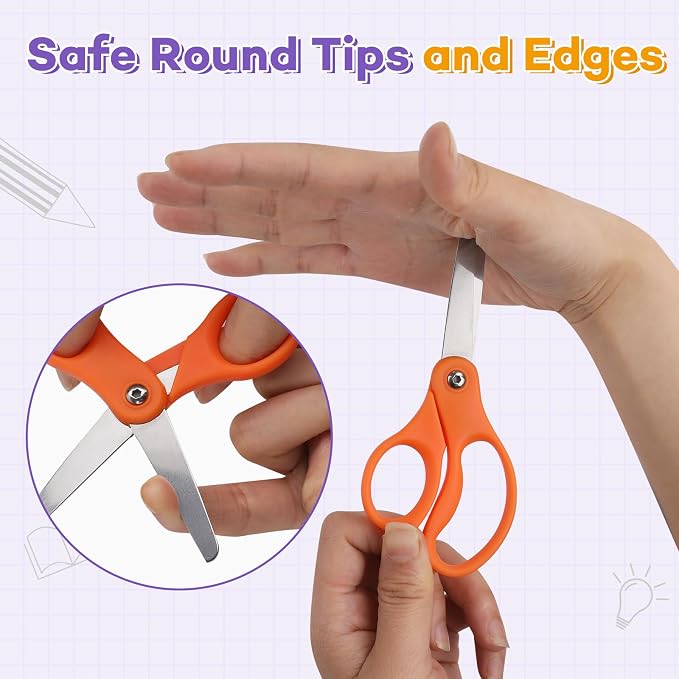 BURVAGY 30 Packs 5" Small School Student Blunt Tip Craft Kids Scissors - Image 3