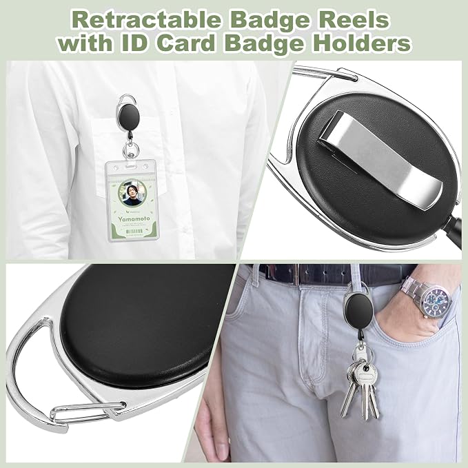 5 Pack ID Badge Holder with Badge Reels Retractable Clip Heavy Duty Vertical - Image 7