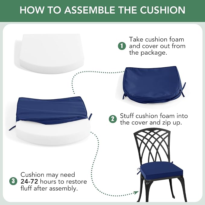 Summsun Outdoor Chair Cushions Set of 4: Waterproof Patio Furniture Cushions - Image 8