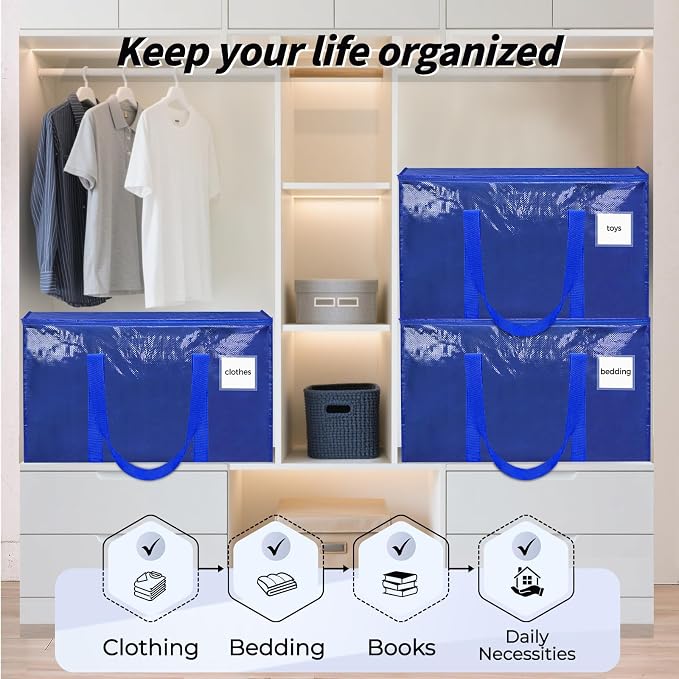 8 Pack Extra Large Heavy Duty Moving Bags, Reinforced Handles & Heavy-Duty - Image 7