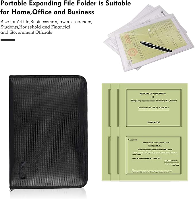 Expanding File Folder Important Document Organizer Fireproof & Waterproof - Image 4