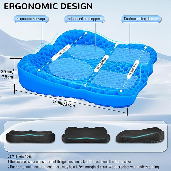 Cooling Gel Seat Cushion, Thickened Big Breathable Honeycomb Design Absorbs - Image 2