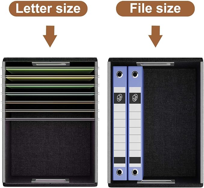 File Organizer Boxes with Lids, Collapsible Faux Leather Hanging File Folder - Image 3