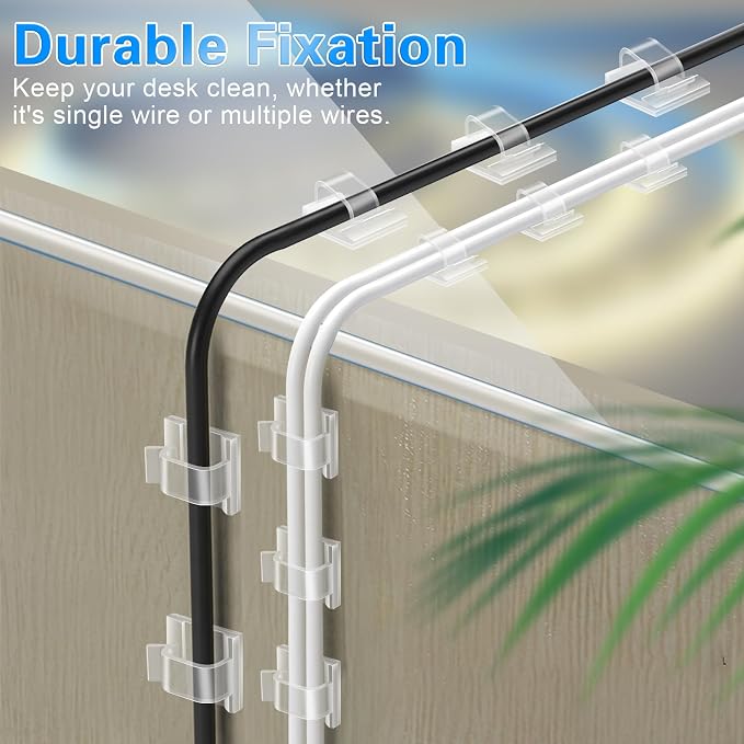60 PCS XHF 5/8” Adhesive Cable Wire Clips Clear, Outdoor Christmas Light Clips - Image 7