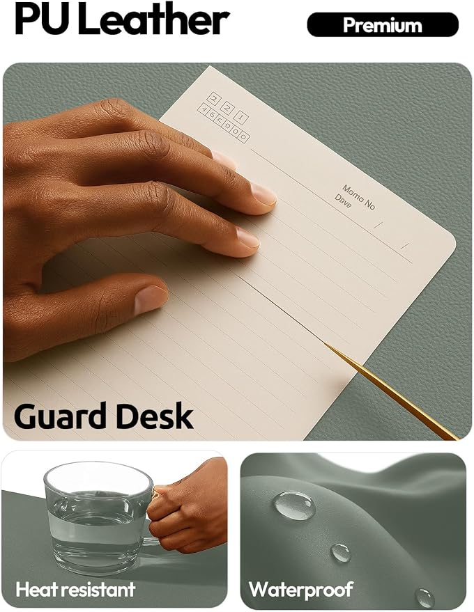 YSAGi Leather Desk Protector, Office Mat, Large Mouse Mat, Non-Slip PU Leather - Image 3