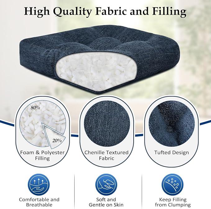 downluxe Chair Cushions for Dining Chairs 2 Pack, Tufted Indoor Chair Pads - Image 2