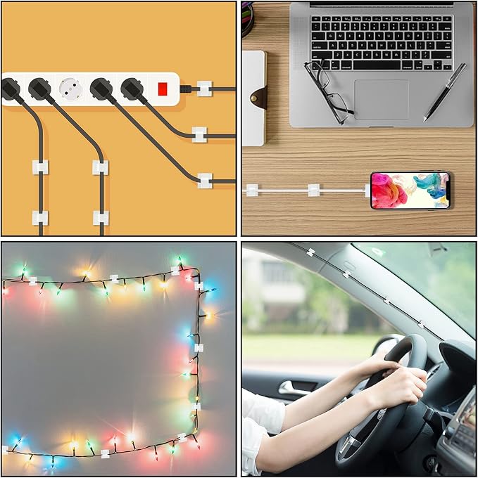 130 Pcs Cable Clips, Adhesive Cable Organizer Cord Holder Wire Clip Wire - Image 7