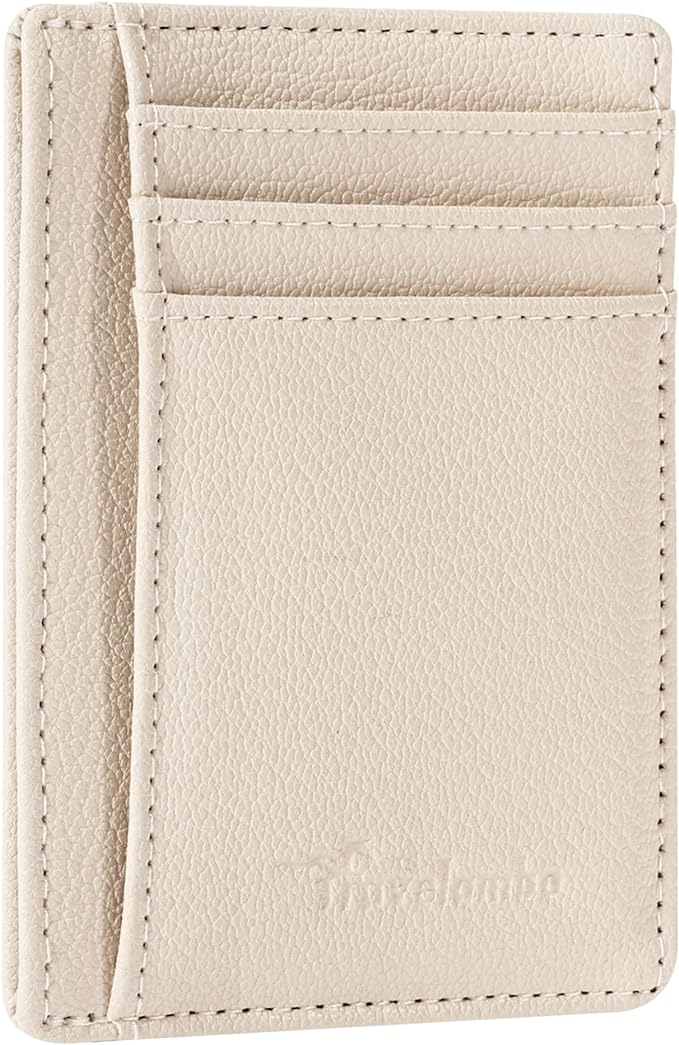Travelambo Front Pocket Minimalist Leather Slim Wallet RFID Blocking Medium Size by Travelambo